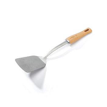 Лопатка 35 см. изогнутая раб.часть 10*8 см. нерж. широкая с дерев. ручкой De Buyer /1/72/ Лопатка 35 см. изогнутая раб.часть 10*8 см. нерж. широкая с дерев. ручкой De Buyer /1/72/